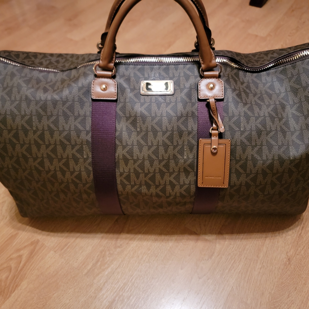 Michael Kors Brown and Tan Duffel Bag